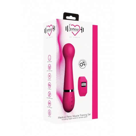 Розовый вибромассажер Kegel Wand - 18,5 см.