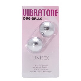 Серебристые шарики VIBRATONE DUO BALLS SILVER BLISTERCARD