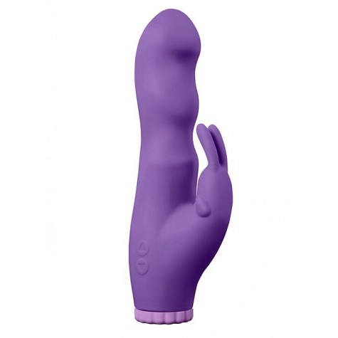 Фиолетовый вибратор с клиторальным стимулятором PURRFECT SILICONE DELUXE RABBIT 100FNCT - 20 см.